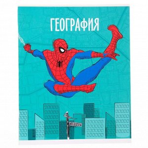 Тетрадь предметная 48 листов, клетка, "География", Человек-паук
