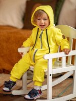 Комбинезон детский с капюшоном из петельчатого футера Т-Рекс цвет Желтый