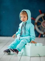Комбинезон детский с капюшоном из петельчатого футера Т-Рекс цвет Ментол