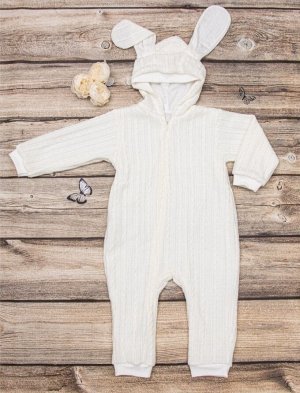 Комбинезон детский вязаное полотно на подкладе Зайка цвет Молочный