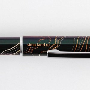 Ручка пластик с колпачком «Золотой учитель», синяя паста, фурнитура серебро, 1 мм