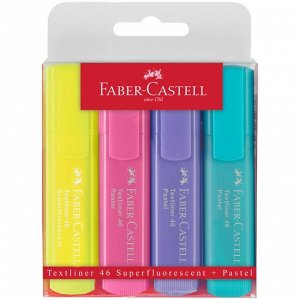 Набор текстовыделителей Faber-Castell 46 Superfluorescent + Pastel 4 цвета, 1- 5 мм
