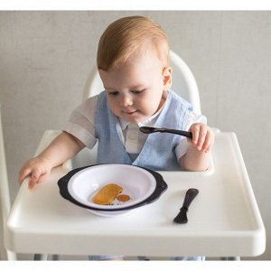 Набор детской посуды «Люблю есть», тарелка на присоске 250мл, вилка, ложка