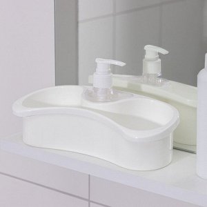 Держатель для ванных принадлежностей с дозатором жидкого мыла, цвет белый