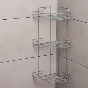 Полка для ванной угловая 3-ярусная, 20.5x20.5x52 см, хром
