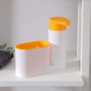 Подставка для ванных и кухонных принадлежностей с дозатором, 6*17,5*19 см, цвет МИКС