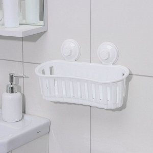 Держатель для ванных принадлежностей на вакуммных присосках, 30*12*17 см, цвет белый