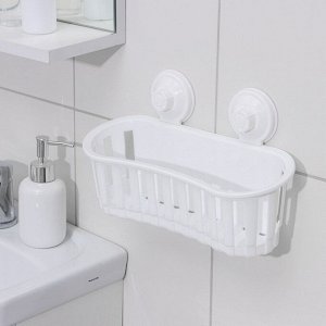 Полка для ванных принадлежностей на вакуммных присосках, 30x11x9 см, белая