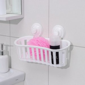 Полка для ванных принадлежностей на вакуммных присосках, 30x11x9 см, белая