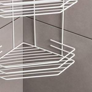 Полка для ванной угловая 4-х ярусная, 20,5x20,5x71 см, белая