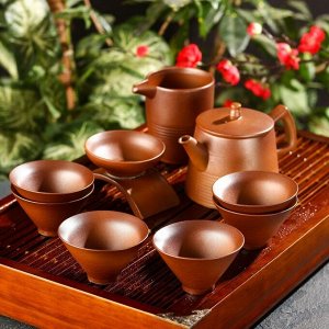 Набор для чайной церемонии «Кафей», 9 предметов: чайник 15x9,7x10 см, 6 чашек 8x4,5 см, чахай