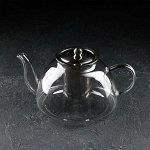 Чайник стеклянный заварочный с металлической крышкой и ситом «Жак», 1,5 л, 23?16?13,5 см