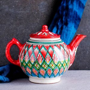 Чайник Риштанская Керамика "Узоры", 800 мл, красный