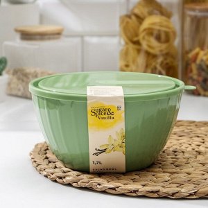 Салатник с крышкой Giaretti Fiesta, 1.7 л, пластик, МИКС