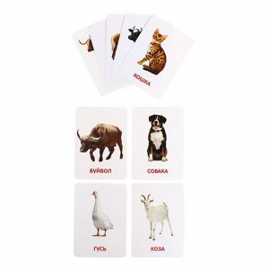 IQ-ZABIAKA Развивающий набор фигурок для детей «Домашние животные» с карточками, по методике Домана