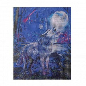 Алмазная мозаика с полным заполнением «Волк в лесу» 40х50 см, на подрамнике