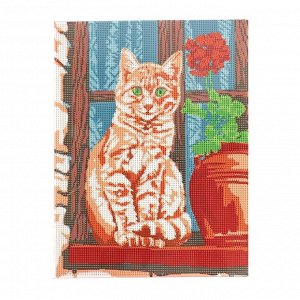Алмазная мозаика на подрамнике с полным заполнением «Рыжий котёнок», 30х40см