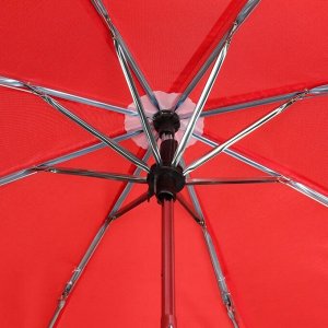 Зонт механический «Однотонный», 3 сложения, 8 спиц, R = 48 см, цвет красный