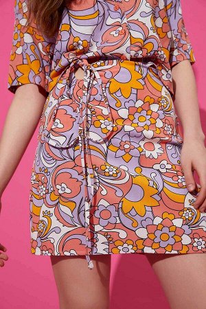Льняная мини-юбка с цветочным узором Cool A Form