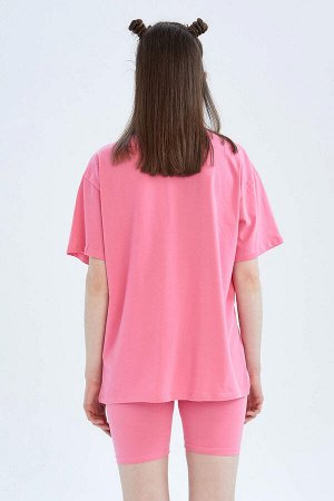 Defacto Fit Oversize-футболка с круглым вырезом и короткими рукавами