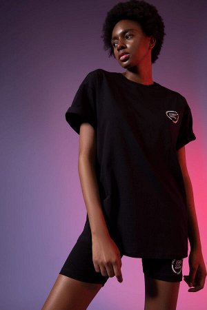 Defacto Fit Oversize-футболка с круглым вырезом и короткими рукавами