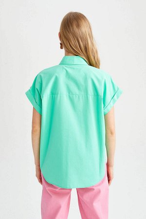 Рубашка из поплина с коротким рукавом, классический крой