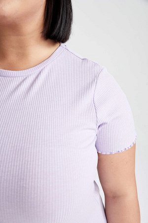 DF Plus Стандартный крой с круглым вырезом Базовая футболка больших размеров с короткими рукавами
