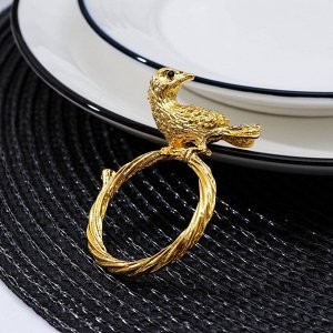 Кольцо для салфетки Nature Птица, 6?4,5?1,5 см, цвет золотой