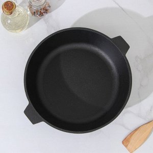 Сковорода чугунная, d=26 см, с двумя ушками, алюминиевая крышка, цвет чёрный