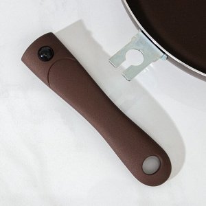 Сковорода Compliment, d=28 см, съёмная ручка, стеклянная крышка, антипригарное покрытие, цвет коричневый