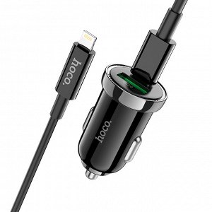 Автомобильное зарядное устройство HOCO Z44 Leading, USB+Type-C + Кабель Type-C/Lightning, 20W, 3A, быстрая зарядка