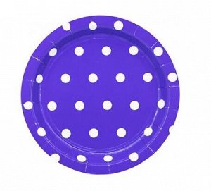 Тарелка бумага Горошек набор 6 шт 17 см цвет фиолетовый