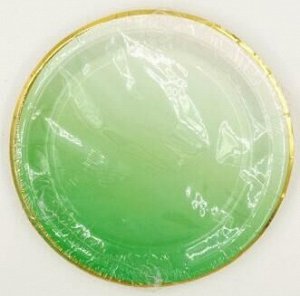 Тарелка бумага Переход однотонный набор 10 шт 18 см цвет зеленый HS-40-17, HS-63-