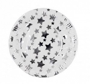 Тарелка бумага Звезды серебро набор 10 шт 23 см