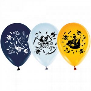 Воздушный шар латексный с рисунком 12" стандарт (пастель) Ассорти "Пираты"
