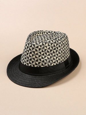 Соломенная шляпа с геометрическим принтом