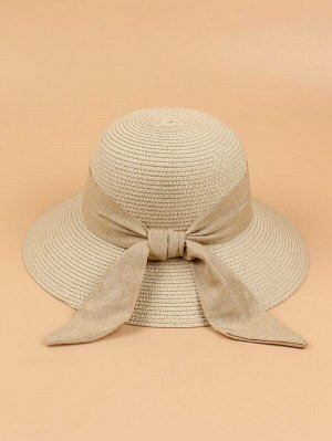 Соломенная шляпа с декором платка твилли