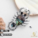 Брошь &quot;Галиотис&quot; скорпион с жемчужиной, в серебре