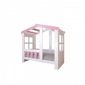 Детская кровать-чердак «Астра домик», без ящика, цвет белый / розовый