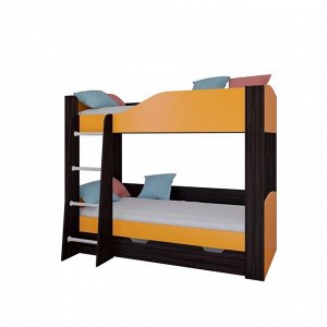 Детская двухъярусная кровать «Астра 2», цвет венге / оранжевый