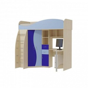 Двухъярусная кровать «Омега 9», 800 ? 1900 мм, ЛДСП / МДФ, цвет млечный дуб / голубое небо