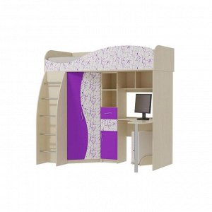 Двухъярусная кровать «Омега 9», 800 ? 1900 мм, ЛДСП / МДФ, цвет млечный дуб / фиолет