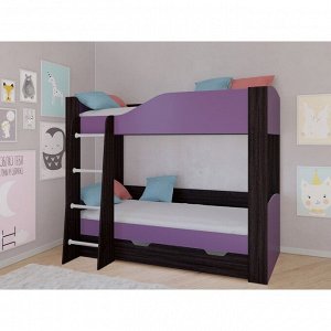 Детская двухъярусная кровать «Астра 2», цвет венге / фиолетовый