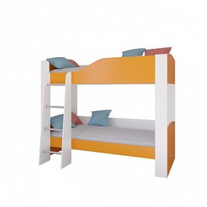 Детская двухъярусная кровать «Астра 2», без ящика, цвет белый / оранжевый