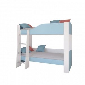 Детская двухъярусная кровать «Астра 2», без ящика, цвет белый / голубой