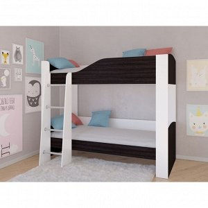 Детская двухъярусная кровать «Астра 2», без ящика, цвет белый / венге