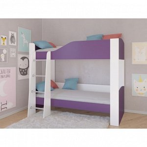 Детская двухъярусная кровать «Астра 2», без ящика, цвет белый / фиолетовый