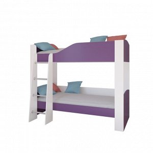 Детская двухъярусная кровать «Астра 2», без ящика, цвет белый / фиолетовый