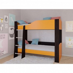 Детская двухъярусная кровать «Астра 2», без ящика, цвет венге / оранжевый