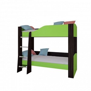 Детская двухъярусная кровать «Астра 2», без ящика, цвет венге / салатовый